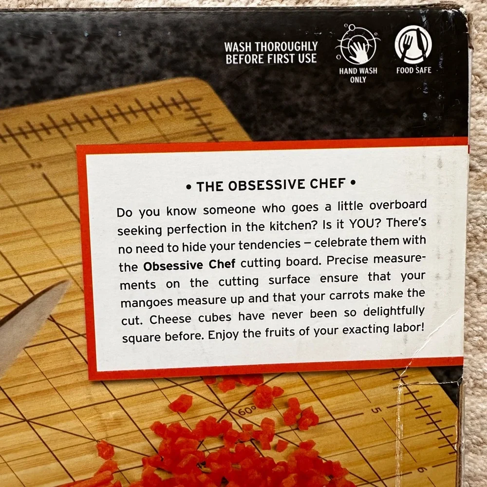 Fred OBSESSIVE CHEF Cutting Board Bamboo Cutting Board 9” x 12”